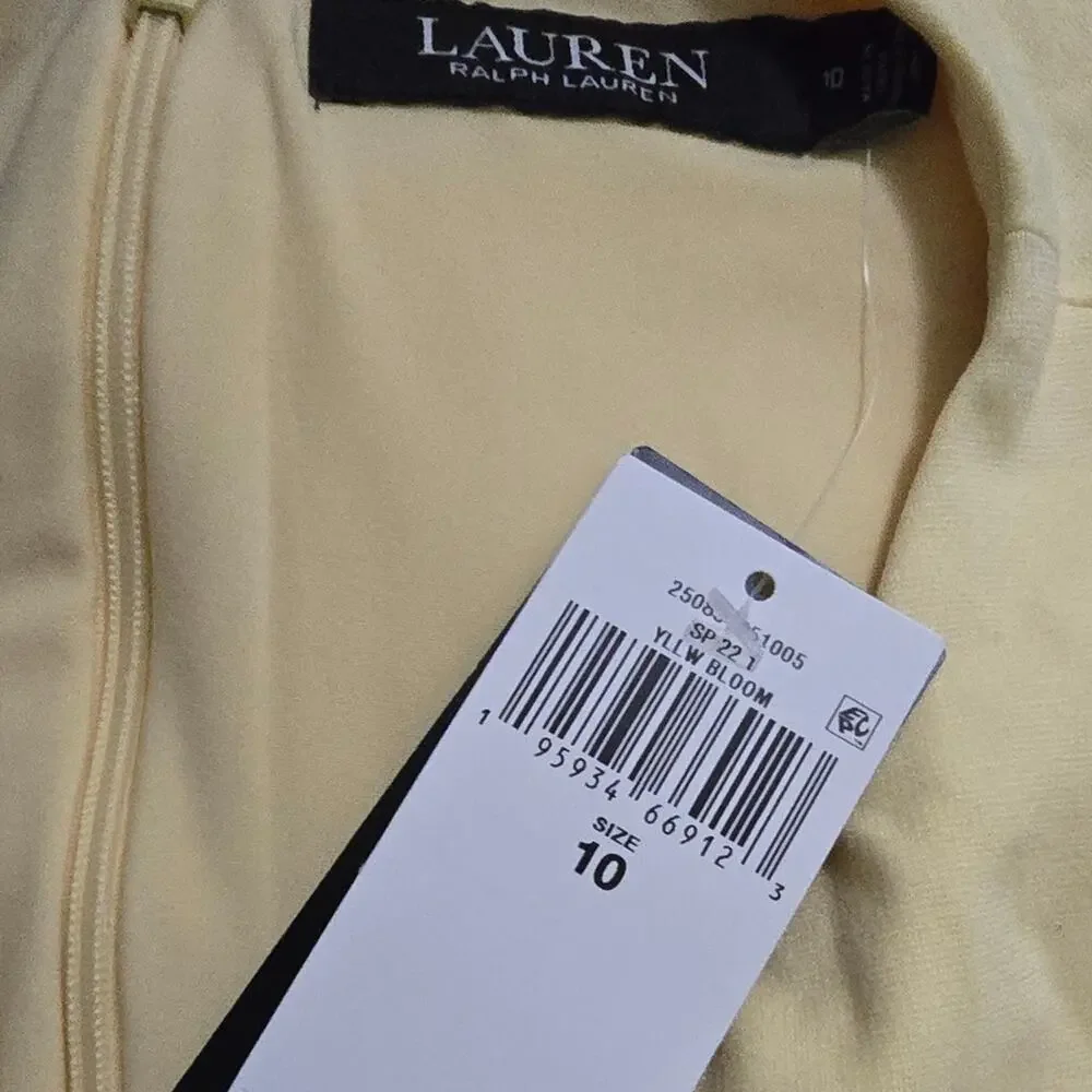 Ralph Lauren Women's Yellow Bloom Sleeveless Crepe A-Line Dress Size‎ 10 New!